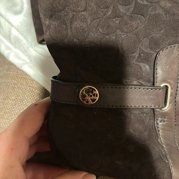 Coach Fara Brown Suede Signature Logo Tall Boots - Picture 4 of 7